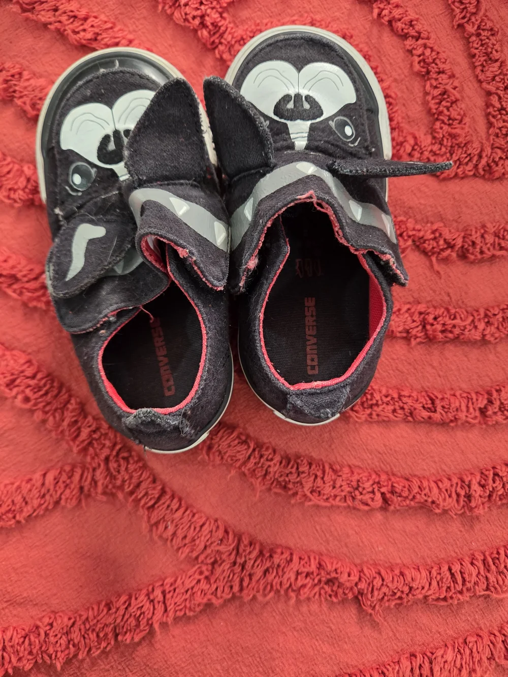 Converse Kids Black & White Dog Face Slip-On Sneakers